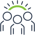 icon of three people standing together with sun behind them